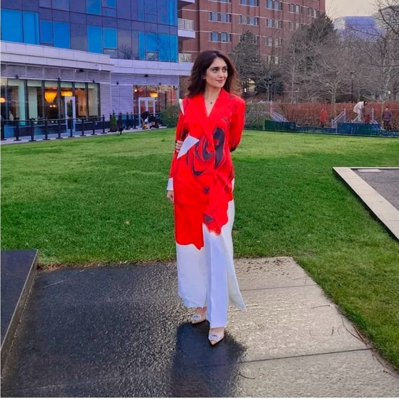 STYLEWE Red and White Blazer Elegant Suit Jacket - Picture 2 of 3